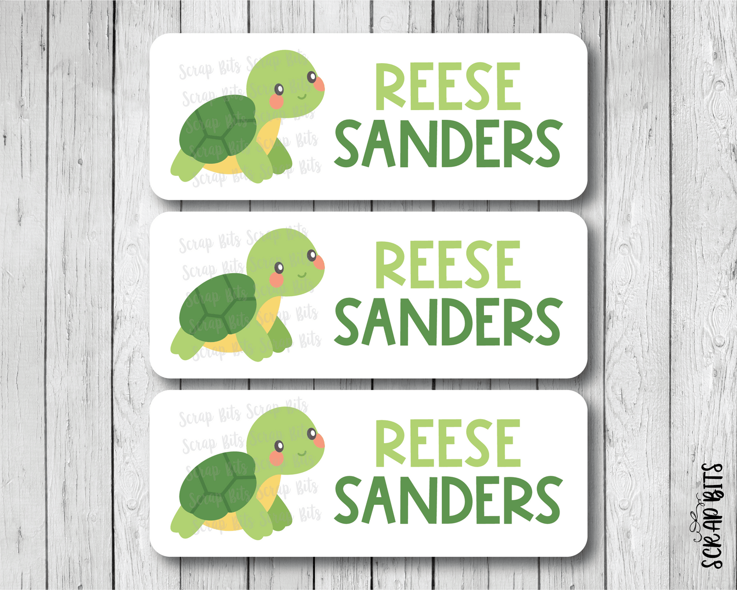 Turtle Name Labels . Personalized Belonging Labels - Scrap Bits