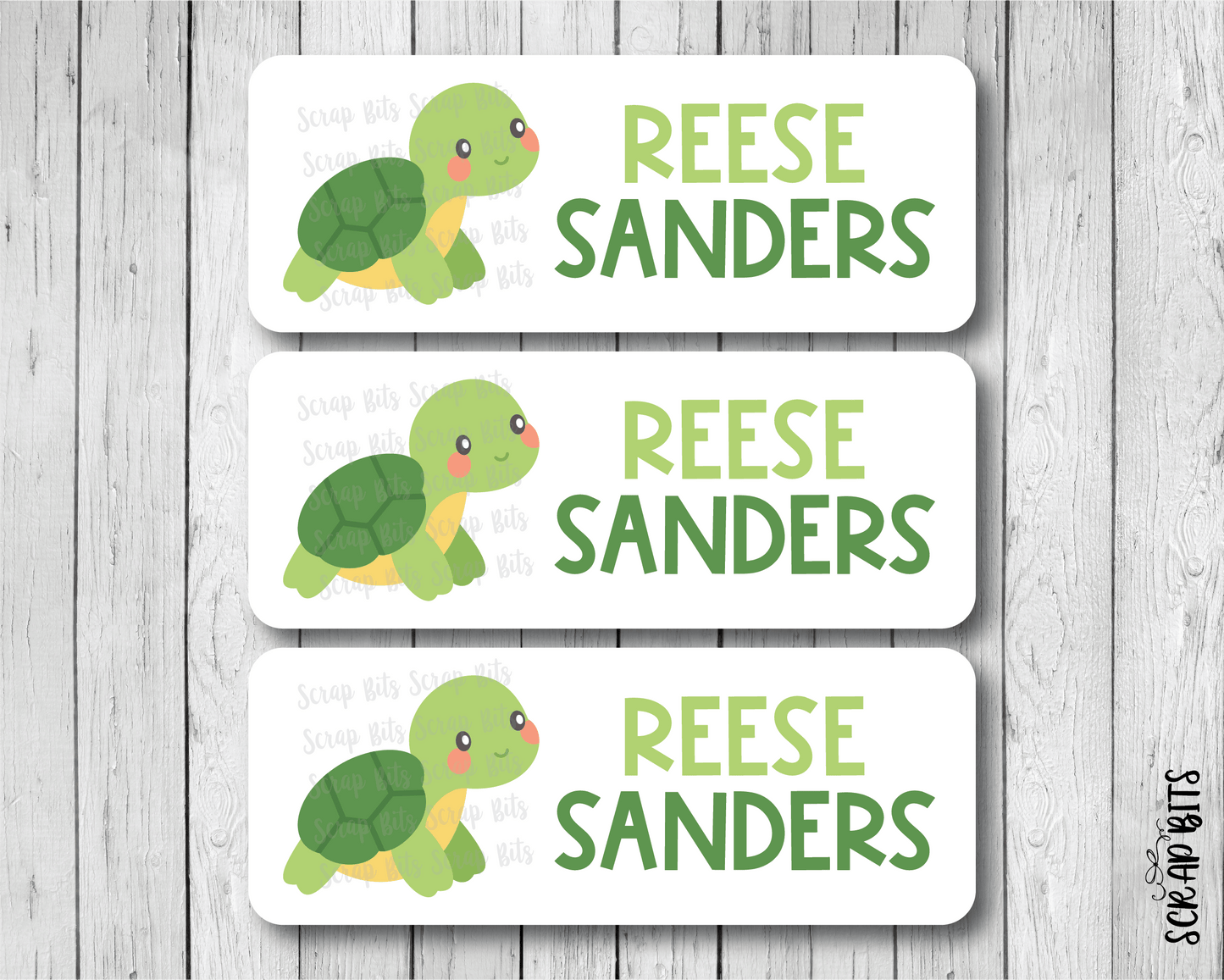 Turtle Name Labels . Personalized Belonging Labels - Scrap Bits