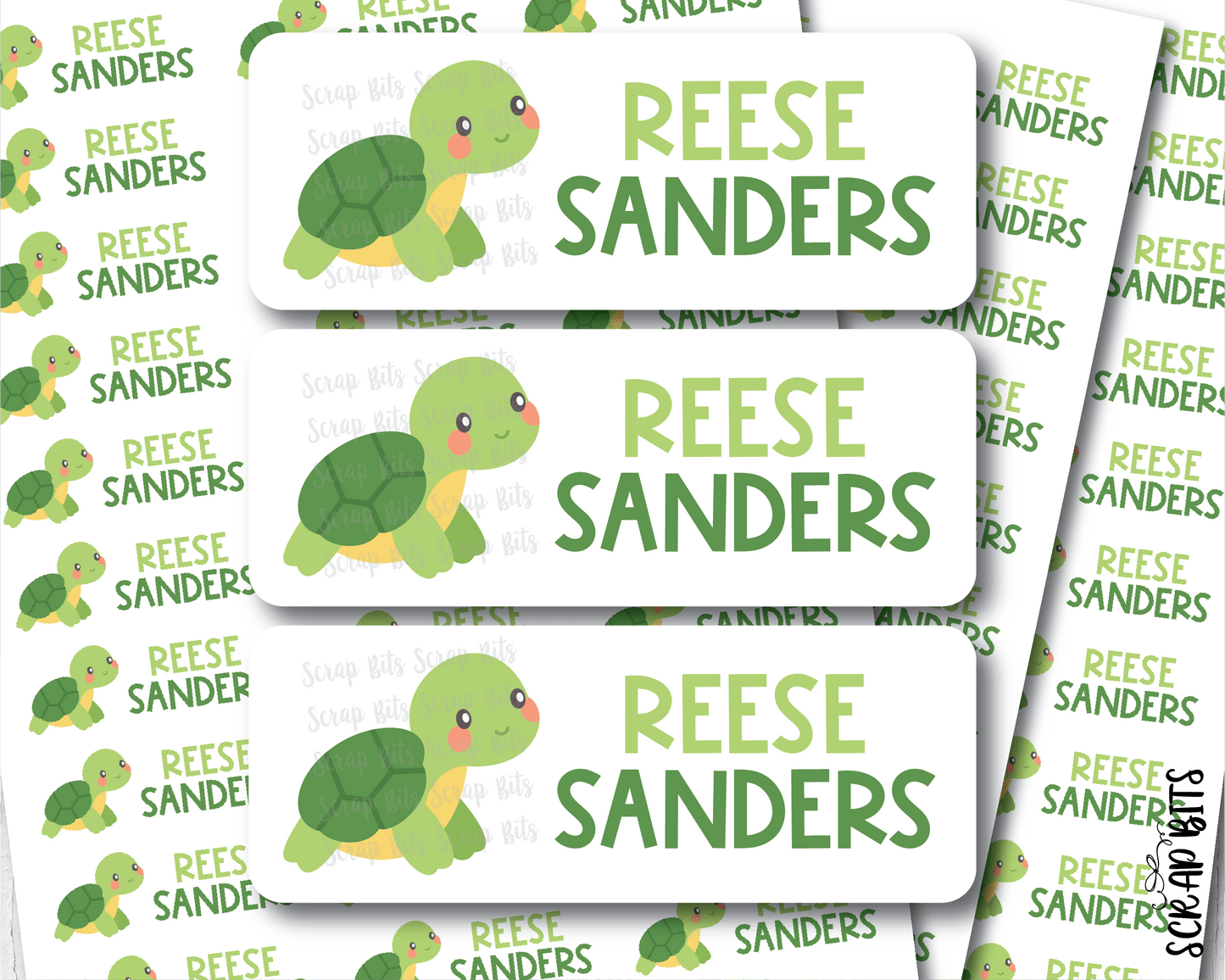 Turtle Name Labels . Personalized Belonging Labels - Scrap Bits