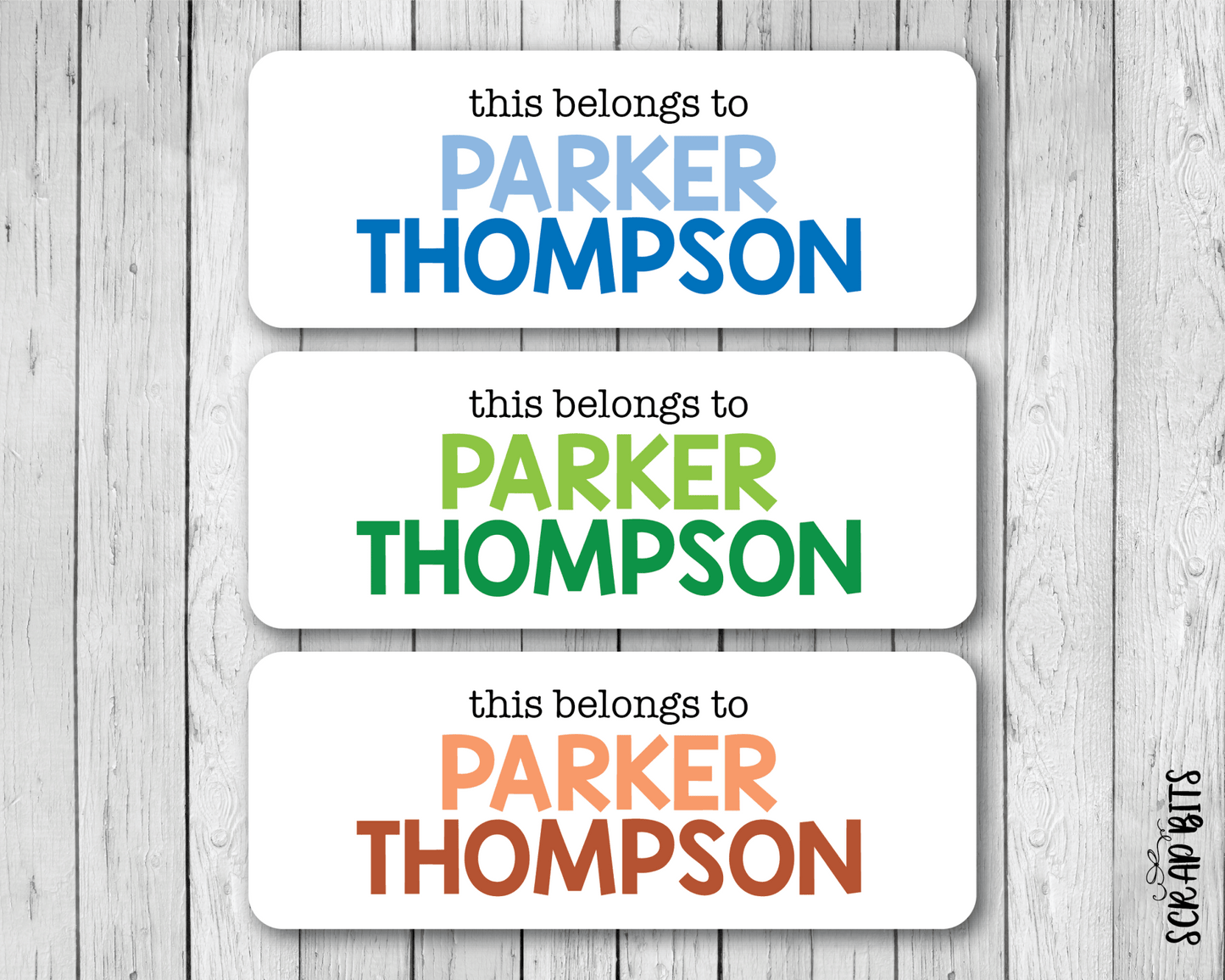 Two - Tone This Belongs To Boy Name Labels . Personalized Name Labels - Scrap Bits