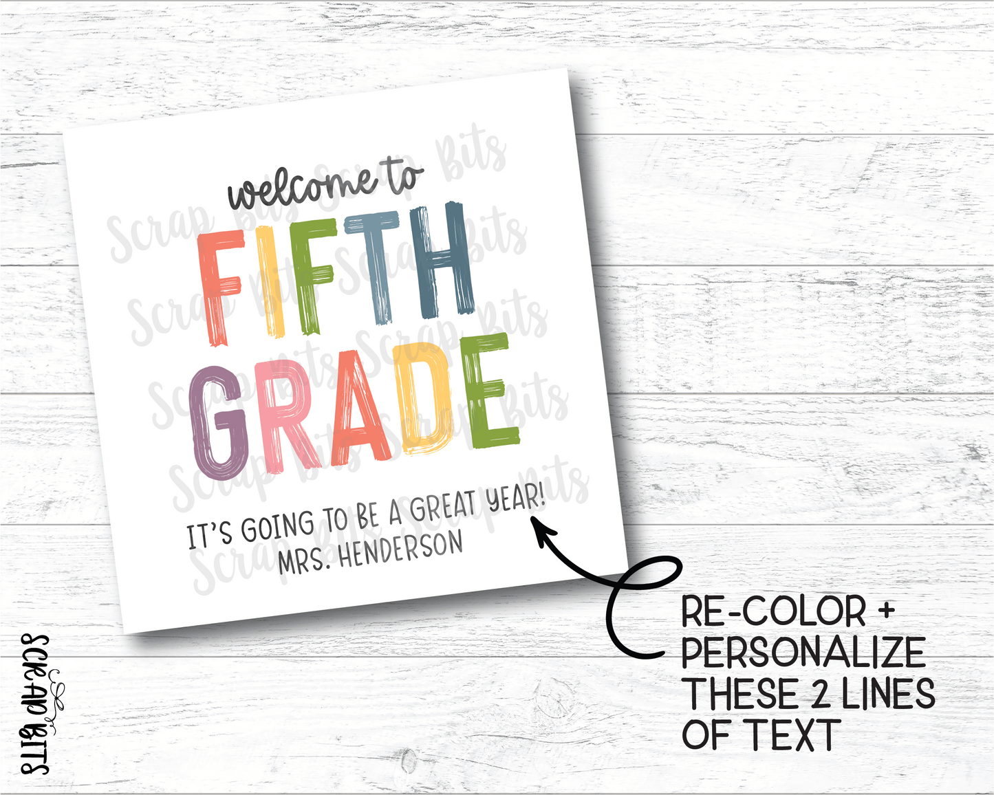 Welcome To Fifth Grade Tags, Pastel Rainbow . Printable Back To School Tags, Instant Download Editable Template - Scrap Bits