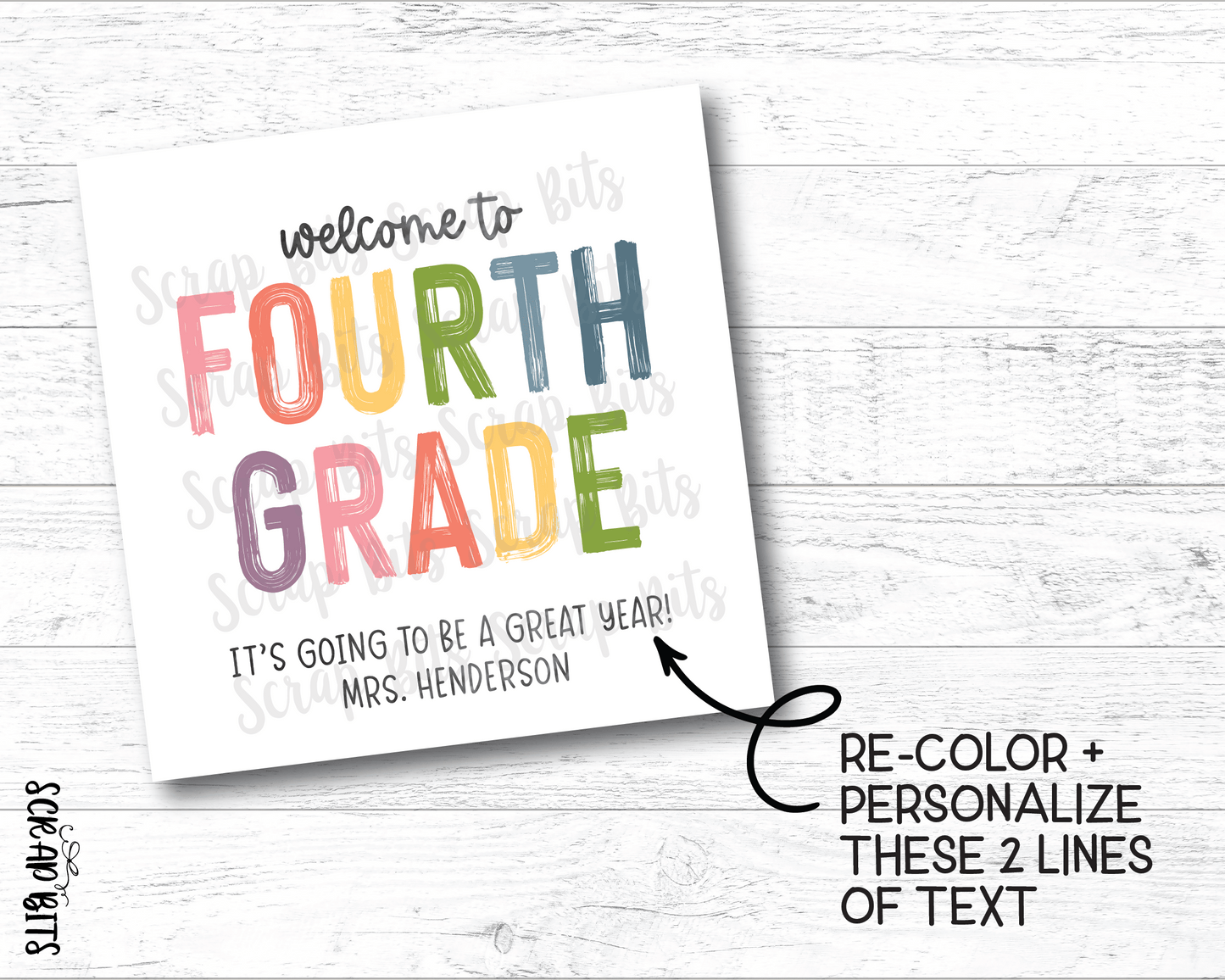 Welcome To Fourth Grade Tags, Pastel Rainbow . Printable Back To School Tags, Instant Download Editable Template - Scrap Bits