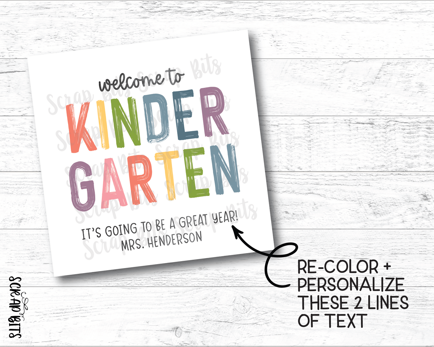 Welcome To Kindergarten Tags, Pastel Rainbow . Printable Back To School Tags, Instant Download Editable Template - Scrap Bits