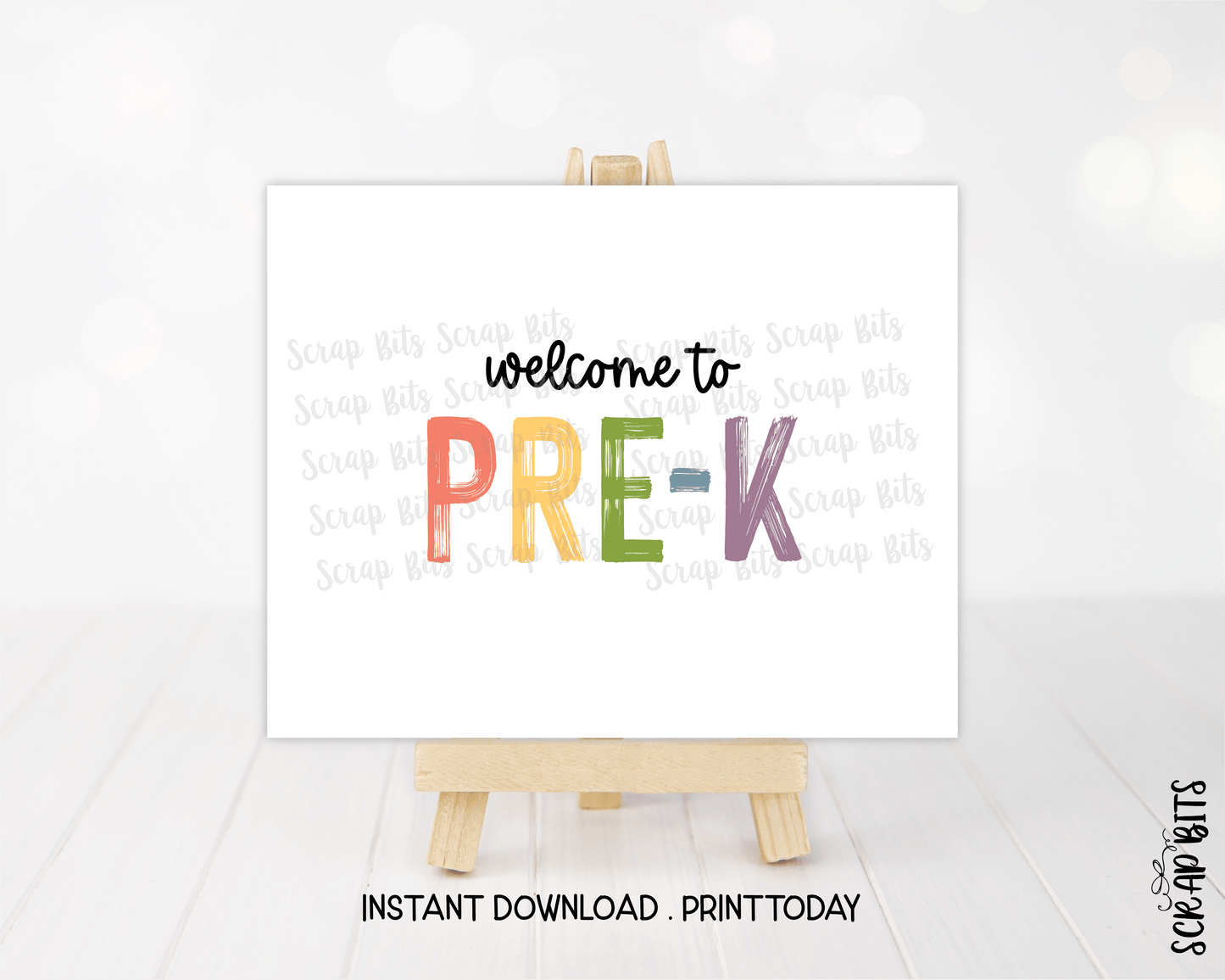 Welcome To Pre - K Sign, Pastel Rainbow Paintstroke Back To School Sign - Scrap Bits