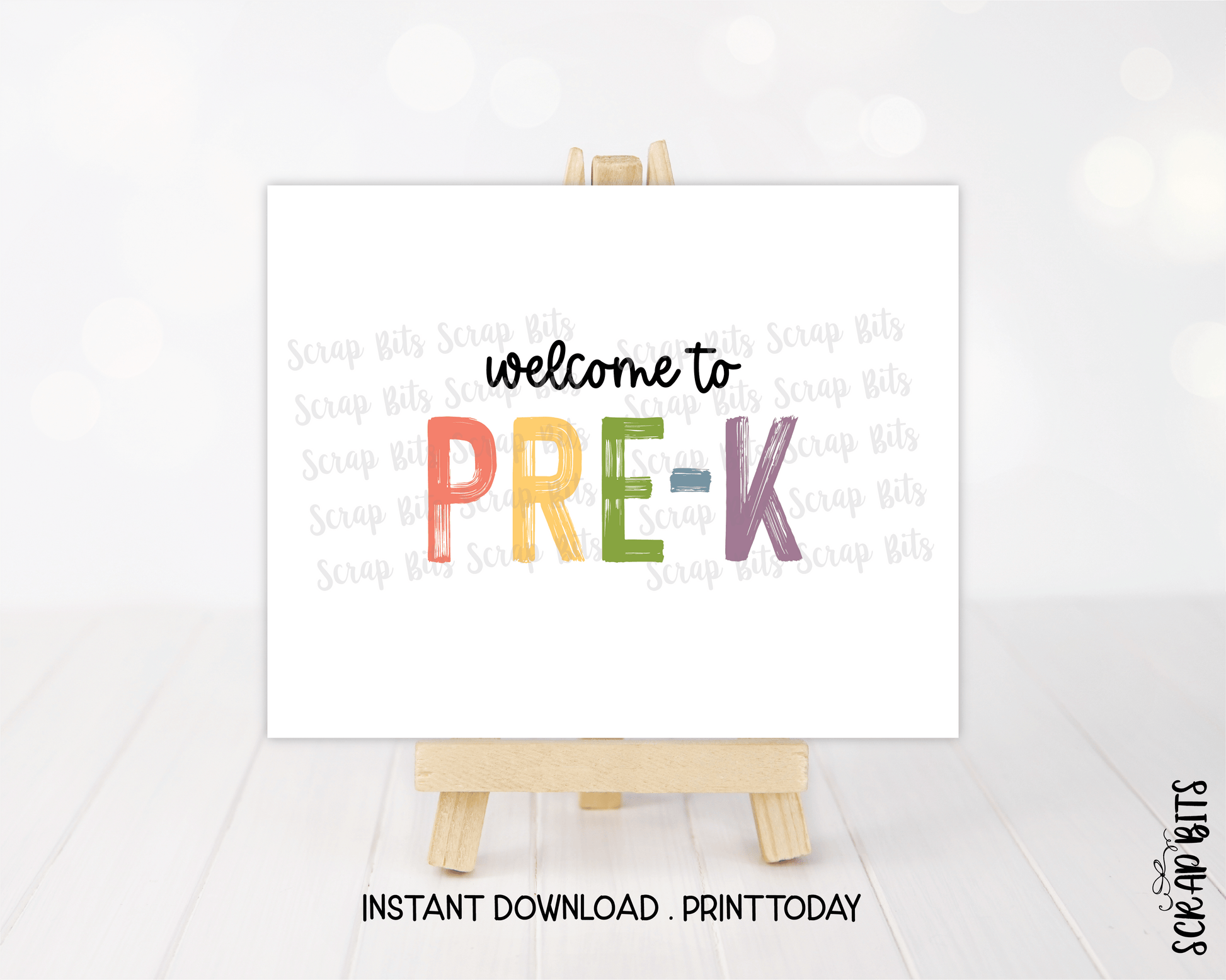 Welcome To Pre - K Sign, Pastel Rainbow Paintstroke Back To School Sign - Scrap Bits