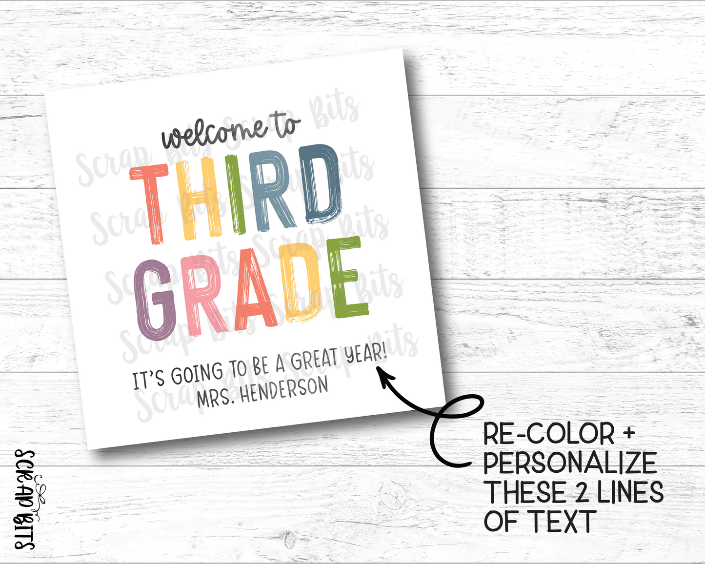 Welcome To Third Grade Tags, Pastel Rainbow . Printable Back To School Tags, Instant Download Editable Template - Scrap Bits