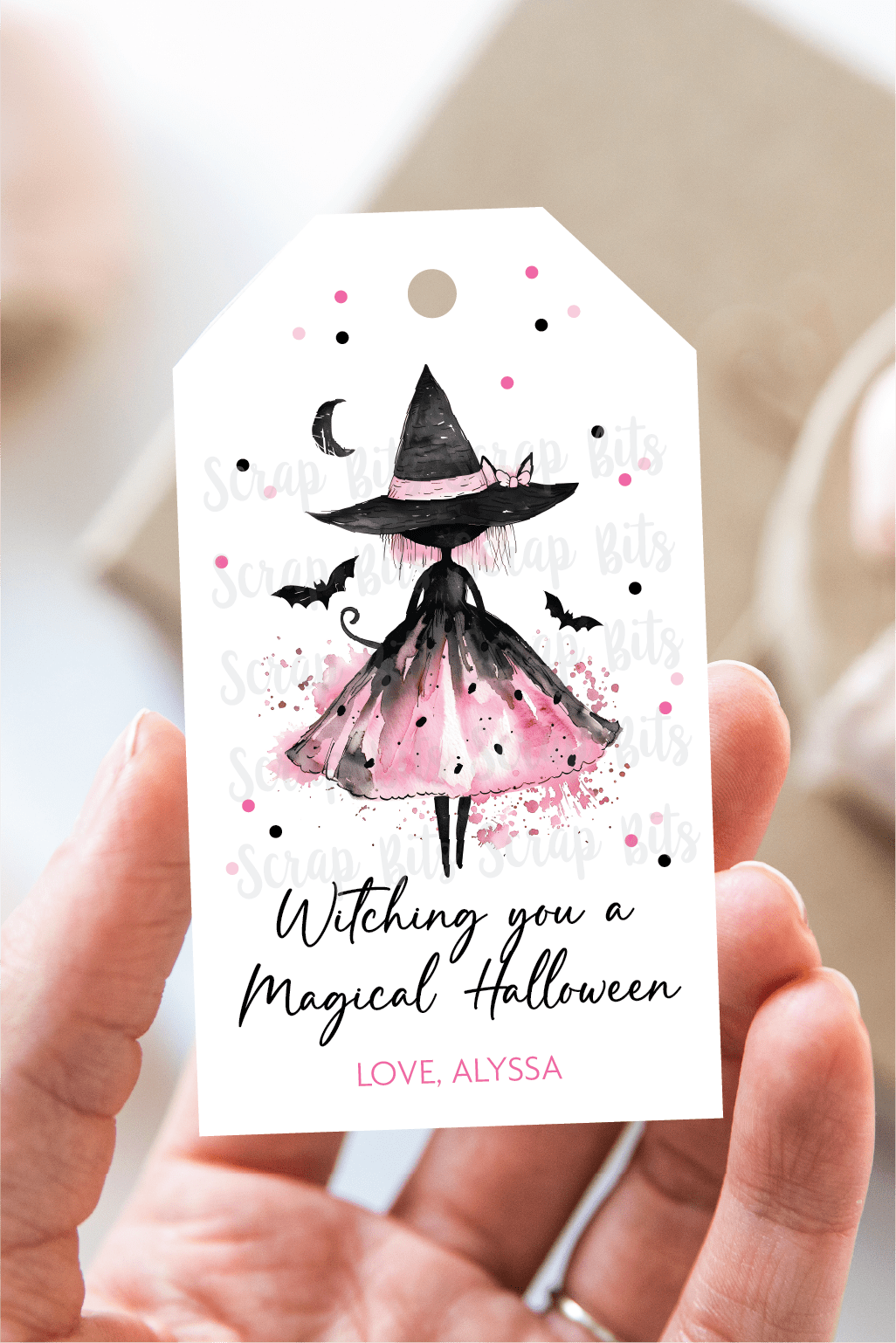 Witching You A Magical Halloween, Whimsical Witch Halloween Treat Bag Tags - Scrap Bits