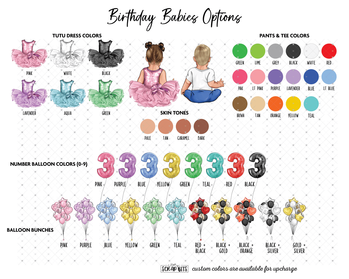 1st Birthday Card, Baby Birthday Girl with Balloons . Birthday Portrait Card - Scrap Bits