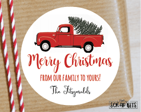 Antique Christmas Truck Stickers or Tags . Christmas Gift Labels - Scrap Bits
