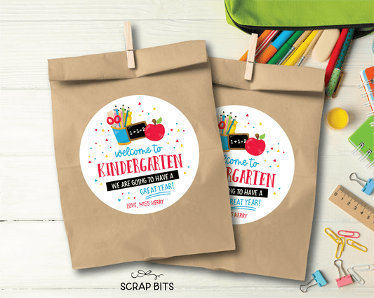 ANY Grade Welcome Back Stickers, Great Year Apple, Pencils, Chalkboard . Back To School Stickers or Tags - Scrap Bits