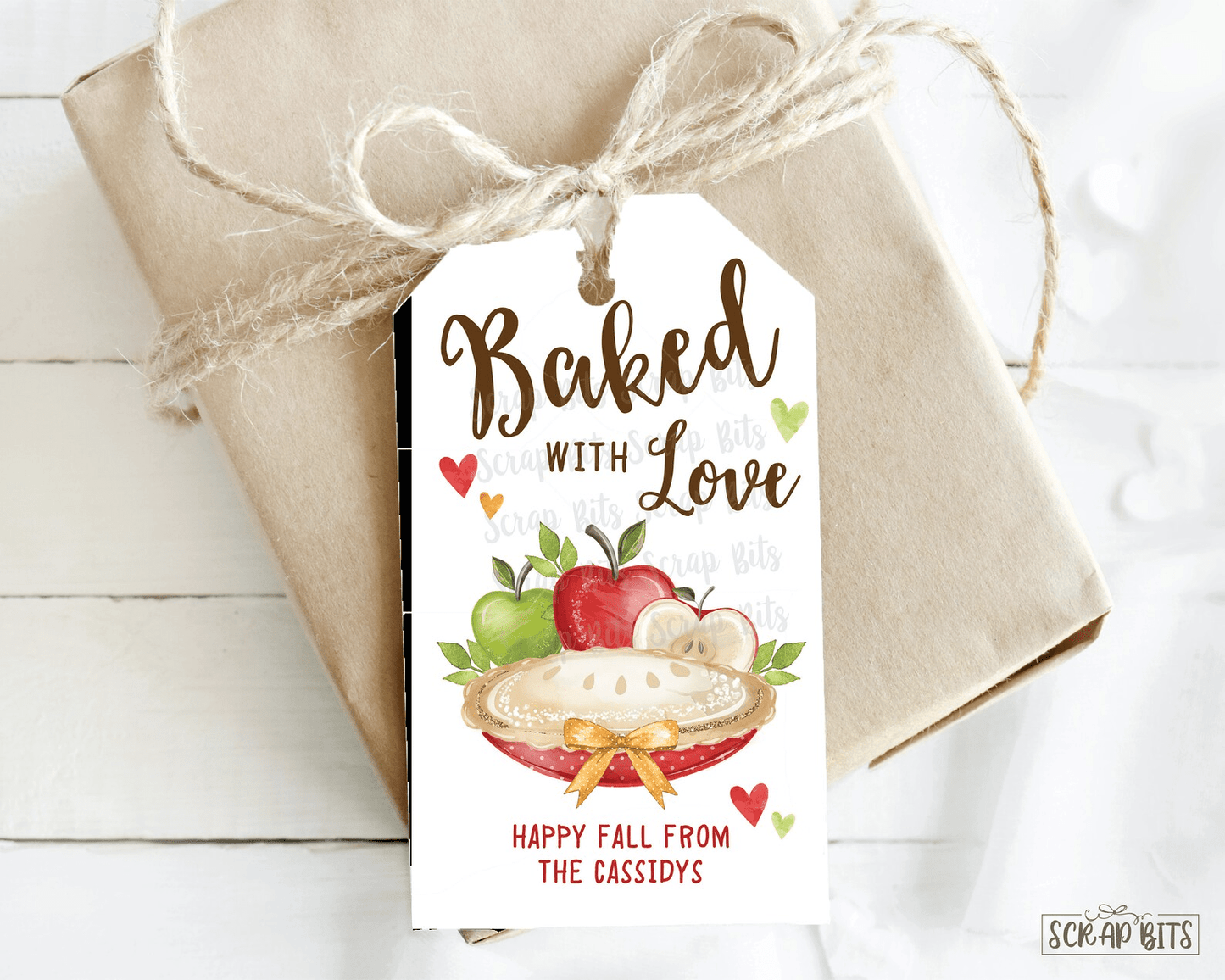 Apple Pie Baked With Love Tags, Fall Baking Tags . Fall Gift Tags - Scrap Bits