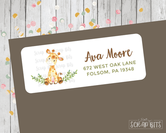 Baby Giraffe Address Labels . Personalized Return Address Labels - Scrap Bits