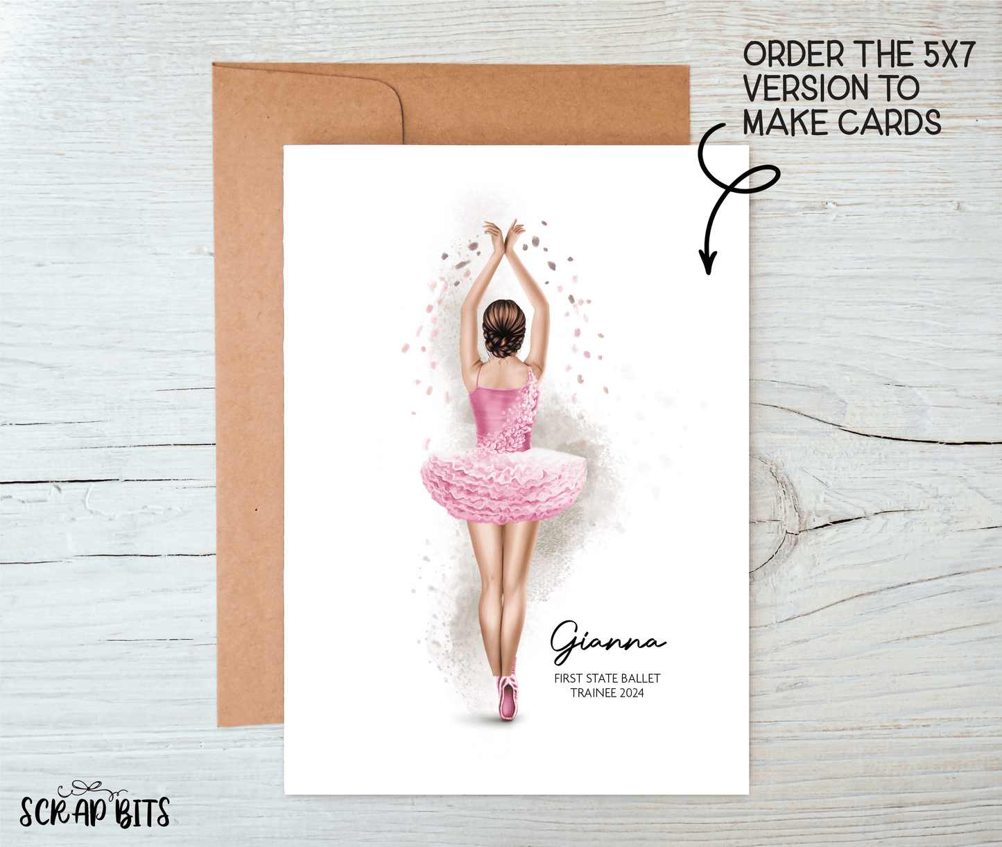 Ballerina Print, Ballet Dancer Wall Art, Full Body . Personalized Printable Portrait Print - Scrap Bits