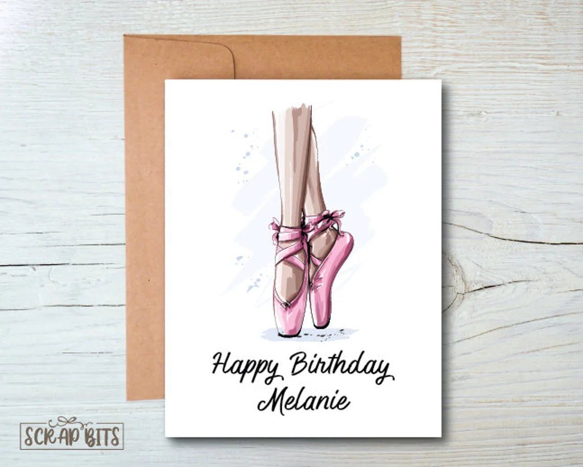 Ballet Birthday Card, Pointe Shoes - Scrap Bits