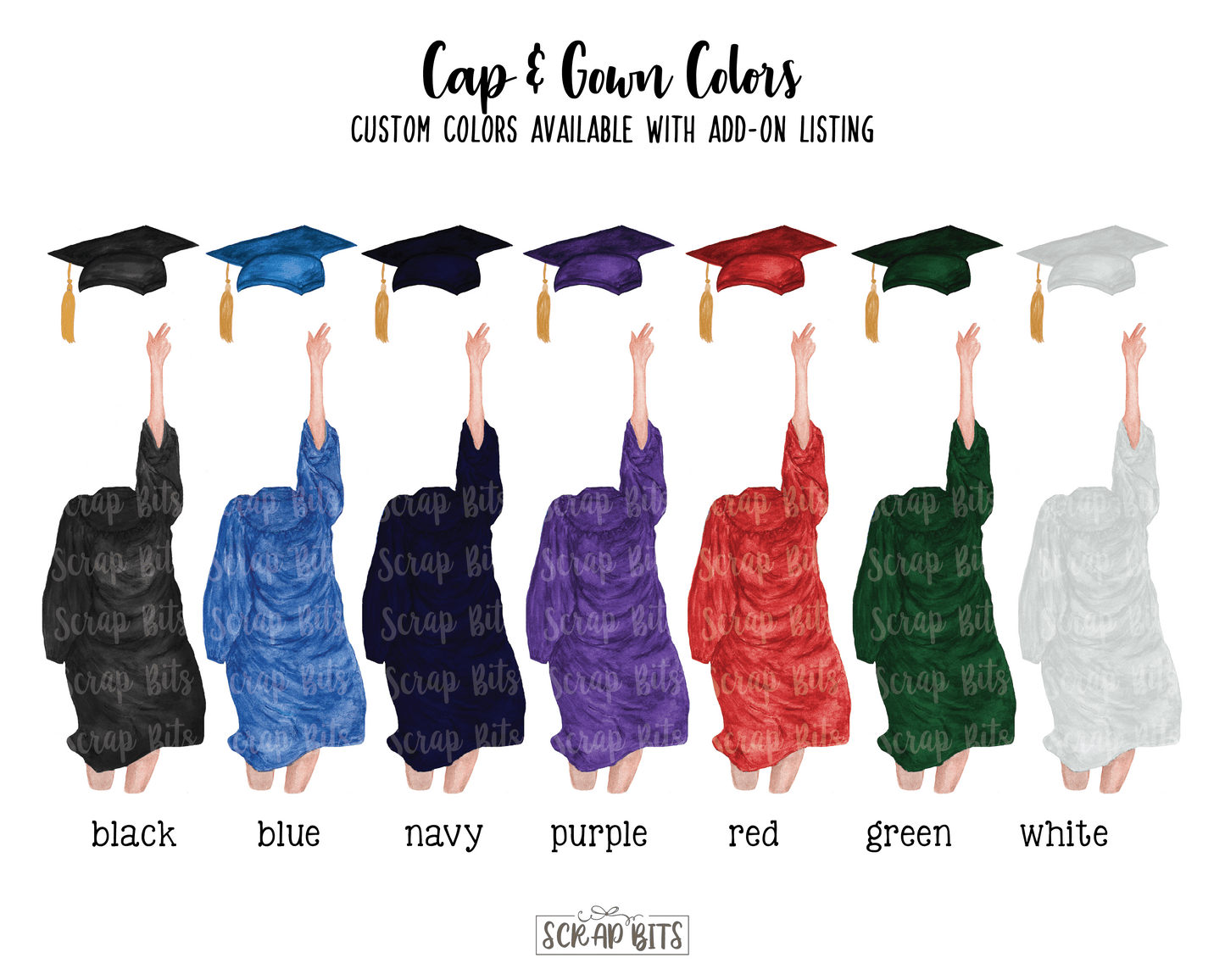 Best Friends Group Graduation Print, Custom Friends Graduation Gift, Tossing Cap Full Gowns . Personalized Digital Portrait Print - Scrap Bits