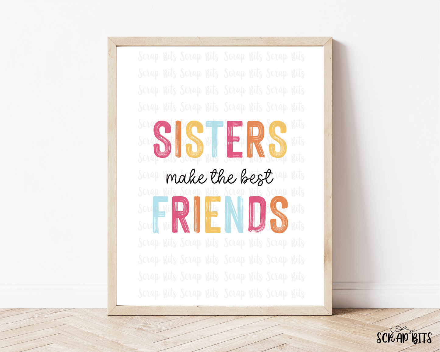 Big Sis, Lil Sis, Best Friends Wall Art Set . Bright Boho Paintstroke - Scrap Bits