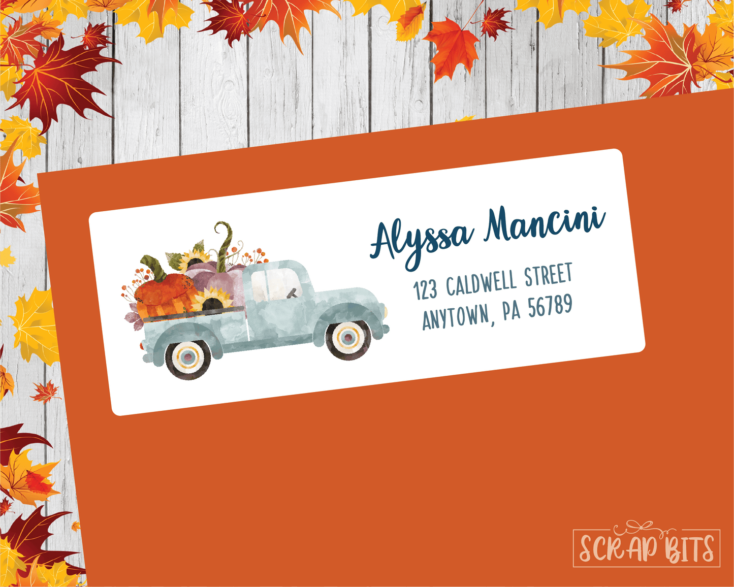 Blue Farm Truck Address Labels - Scrap Bits