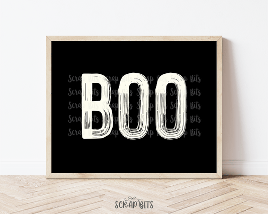 BOO Sign, Spooky Halloween Print, Halloween Wall Art . 5 Digital Print Sizes - Scrap Bits