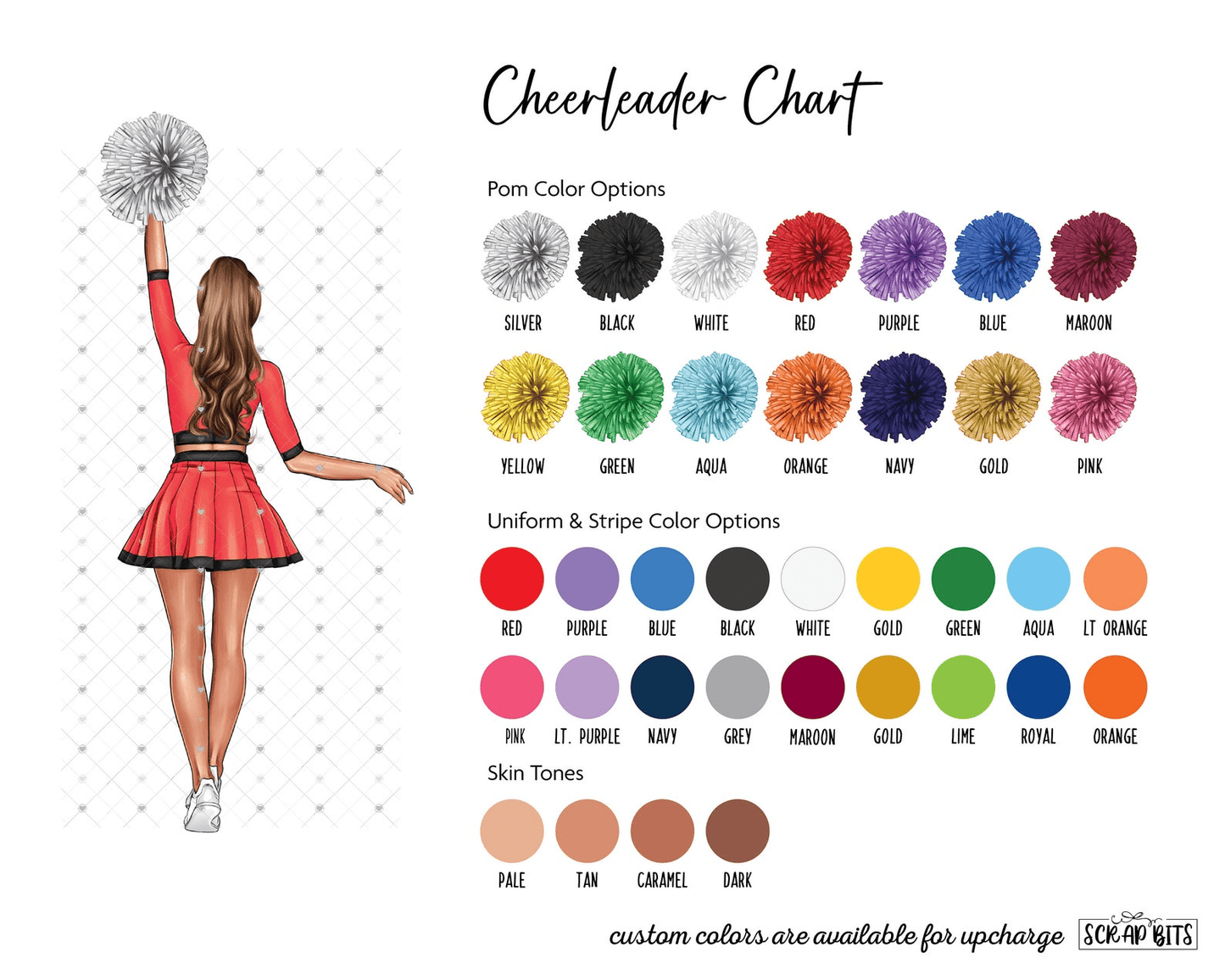 Cheerleader Graduation Print, Personalized Graduation Gift for Her, Full Body High Pom . Digital Portrait Print - Scrap Bits