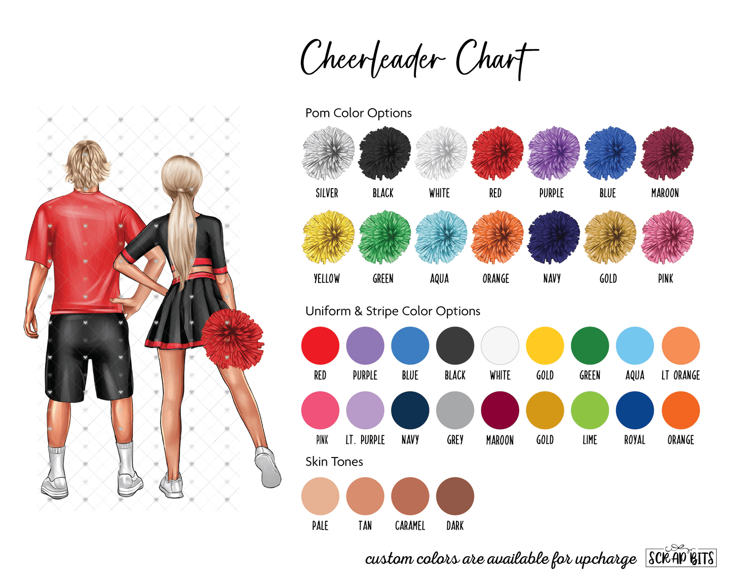 Cheerleader Large Group Print, Custom Cheerleading Team Gift, Hip Poms . Personalized Digital Portrait Print - Scrap Bits