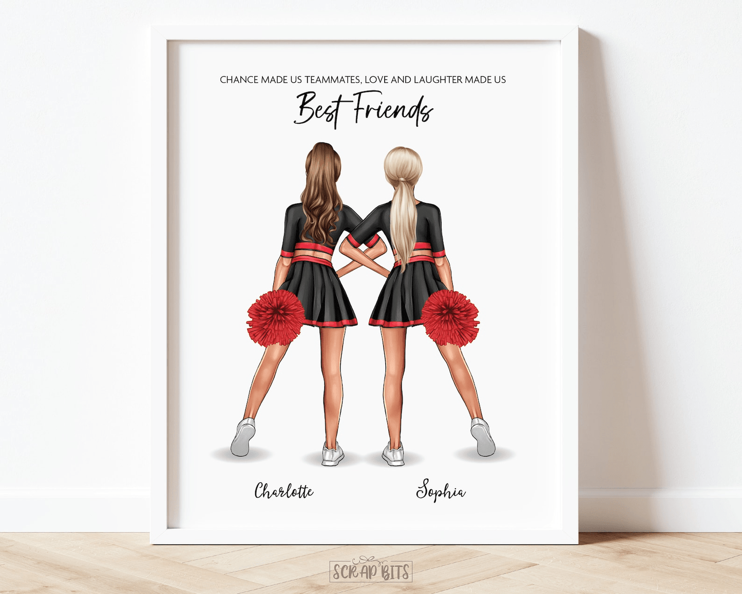 Cheerleader Large Group Print, Custom Cheerleading Team Gift, Hip Poms . Personalized Digital Portrait Print - Scrap Bits