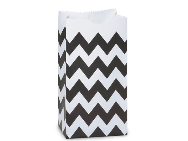 Chevron Paper Gift Sacks, Favor Bags - Black - Scrap Bits