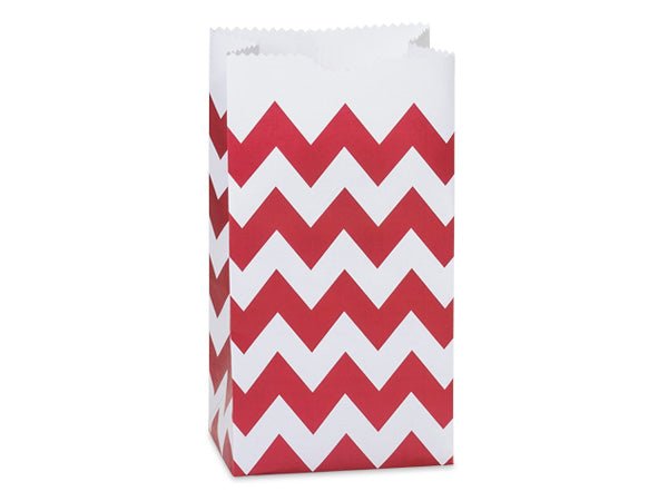 Chevron Paper Gift Sacks, Favor Bags - Red - Scrap Bits