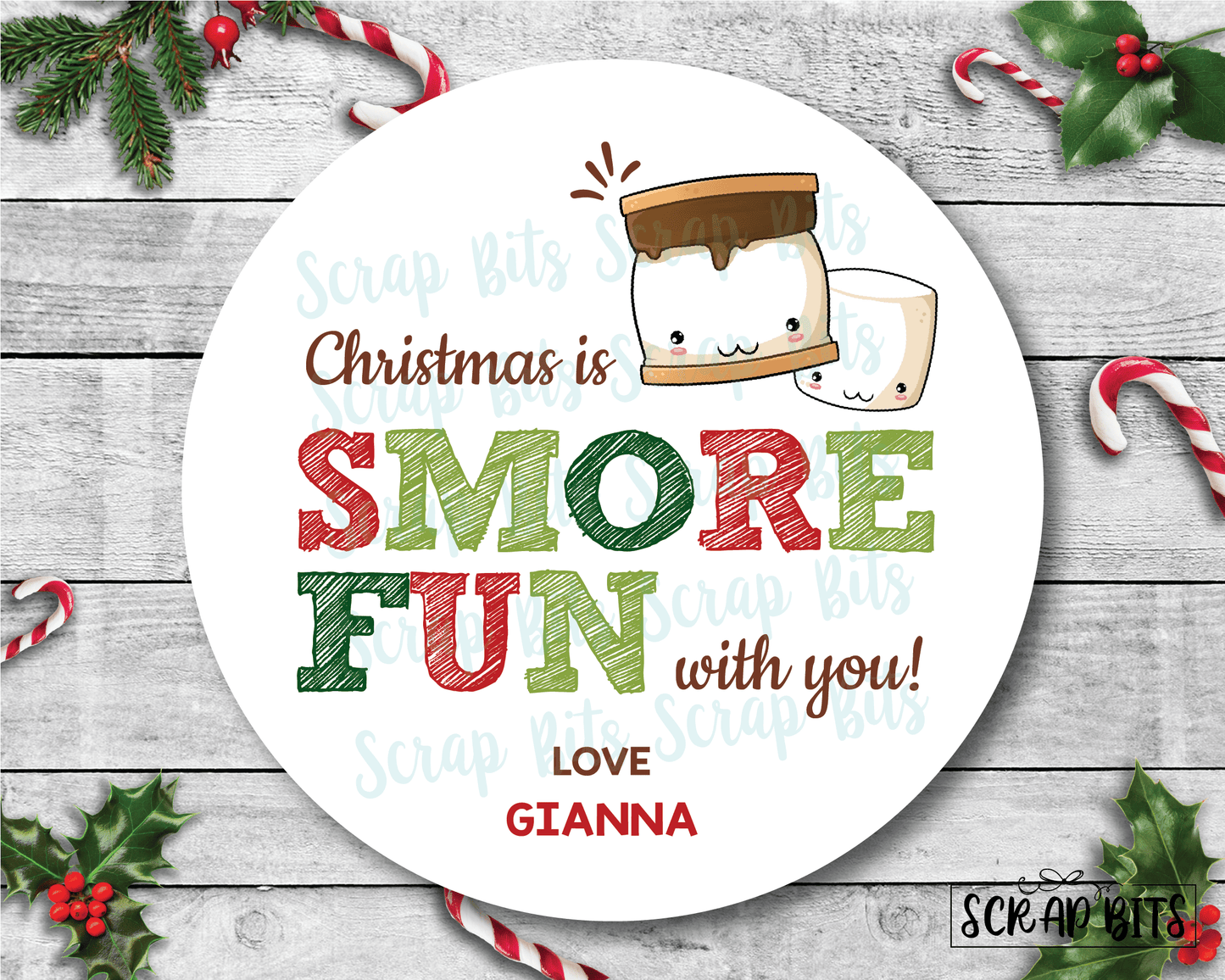 Christmas Is Smore Fun With You Stickers or Tags . Christmas Gift Labels - Scrap Bits