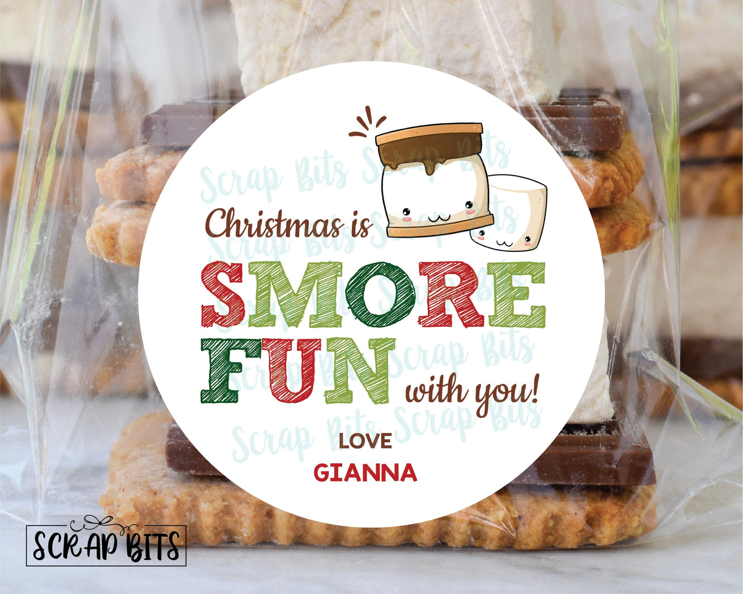 Christmas Is Smore Fun With You Stickers or Tags . Christmas Gift Labels - Scrap Bits