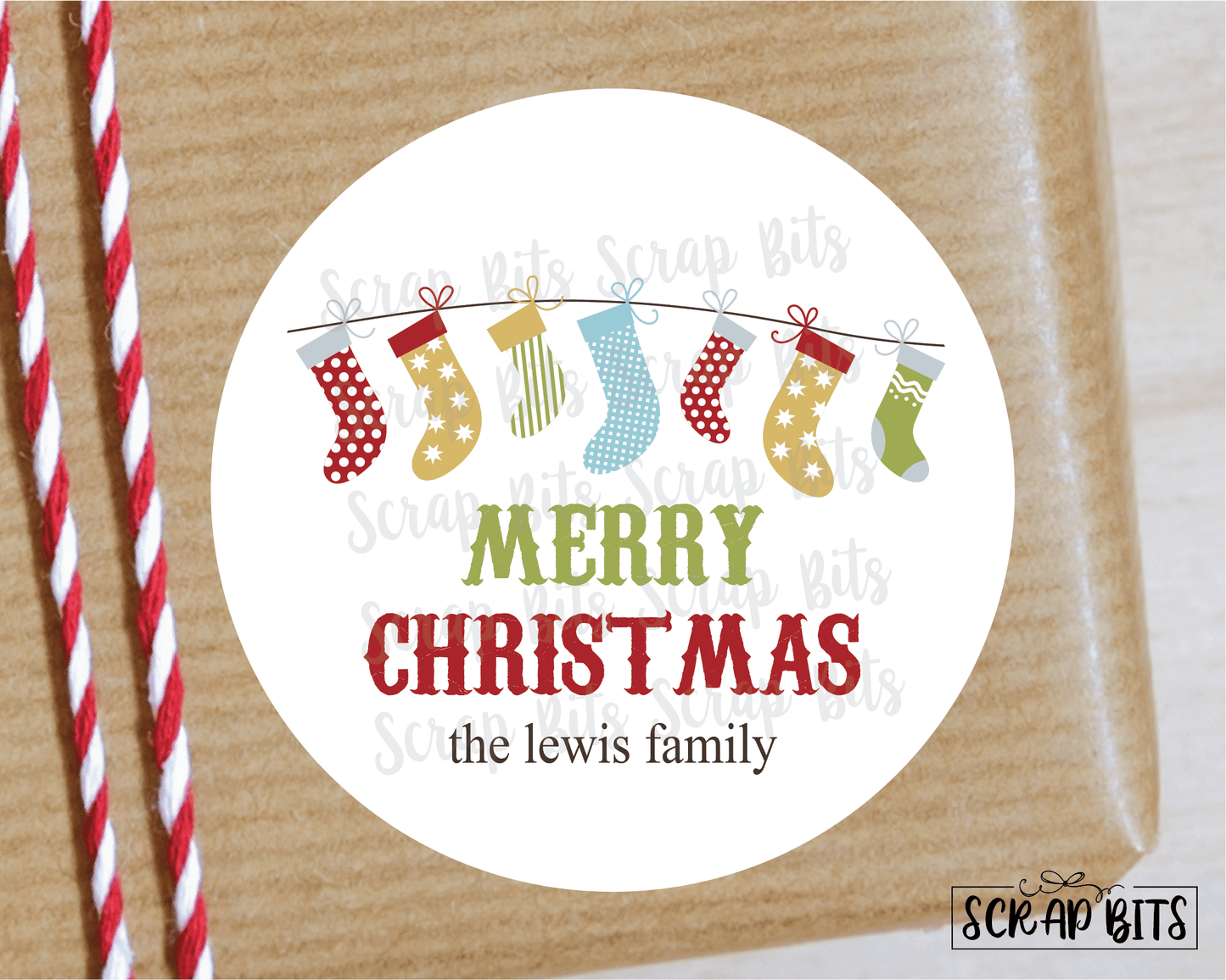 Christmas Stockings Stickers or Tags . Christmas Gift Labels - Scrap Bits