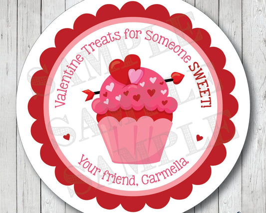 Cupcake Valentine Stickers . Valentine's Day Stickers or Tags - Scrap Bits