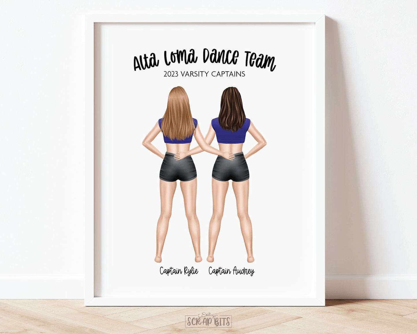 Dance Team Print, Custom Dance Company Gift . Personalized Digital Portrait Print - Scrap Bits