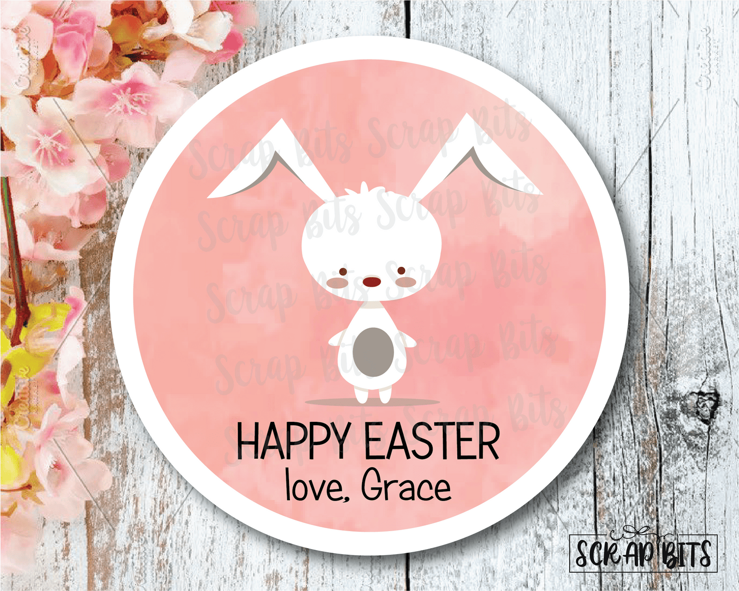 Easter Stickers . Cute Easter Bunny . Personalized Easter Gift Labels - Scrap Bits