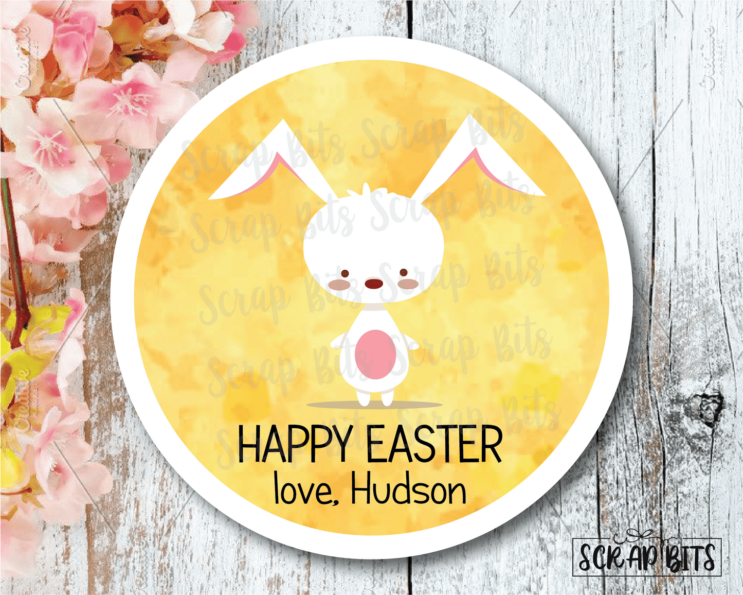 Easter Stickers . Cute Easter Bunny . Personalized Easter Gift Labels - Scrap Bits