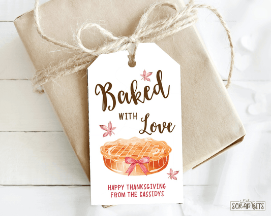 Fall Baked With Love Tags, Fall Pie Baking Tags . Fall Gift Tags - Scrap Bits