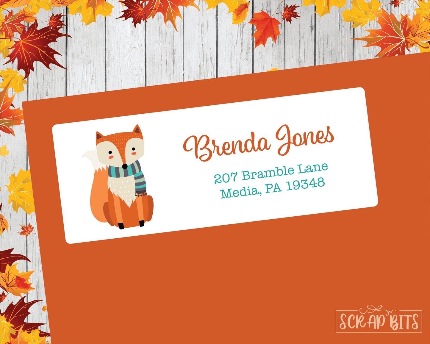 Fall Fox with Scarf Address Labels - Scrap Bits