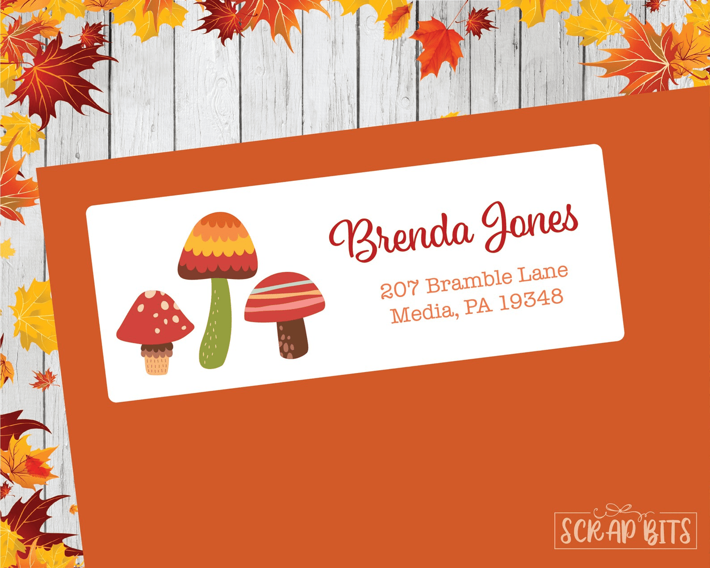 Fall Mushrooms Address Labels - Scrap Bits
