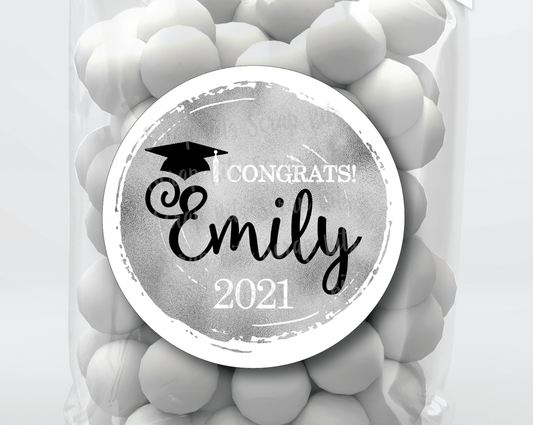 Faux Silver Foil Graduation Stickers or Tags - Scrap Bits