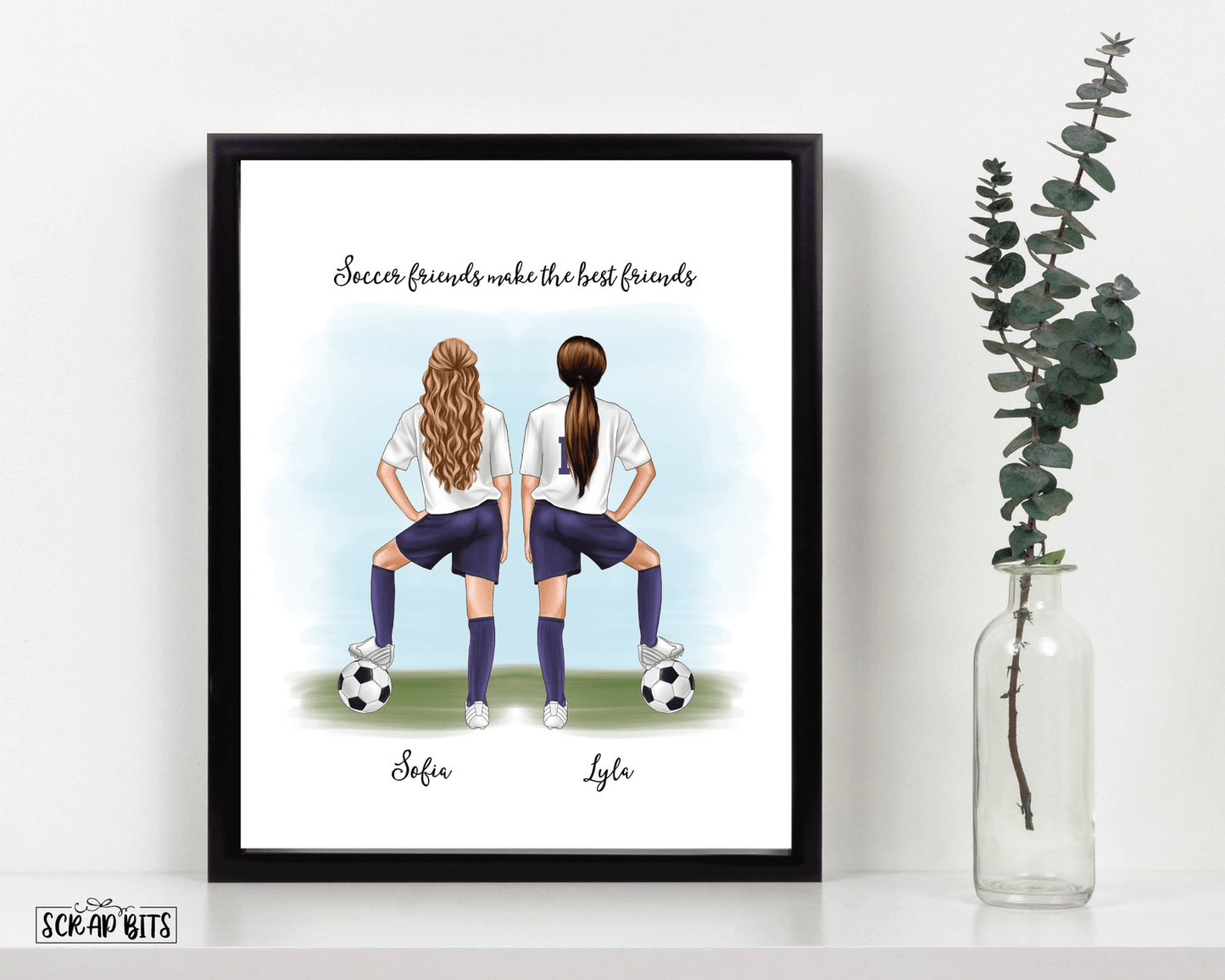Female Soccer Team Print, Custom Soccer Team Gift . Personalized Digital Portrait Print - Scrap Bits
