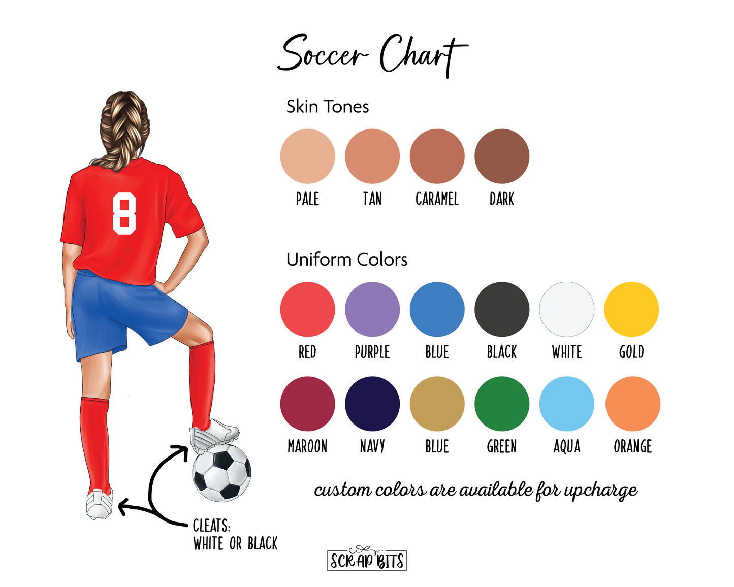 Female Soccer Team Print, Custom Soccer Team Gift . Personalized Digital Portrait Print - Scrap Bits