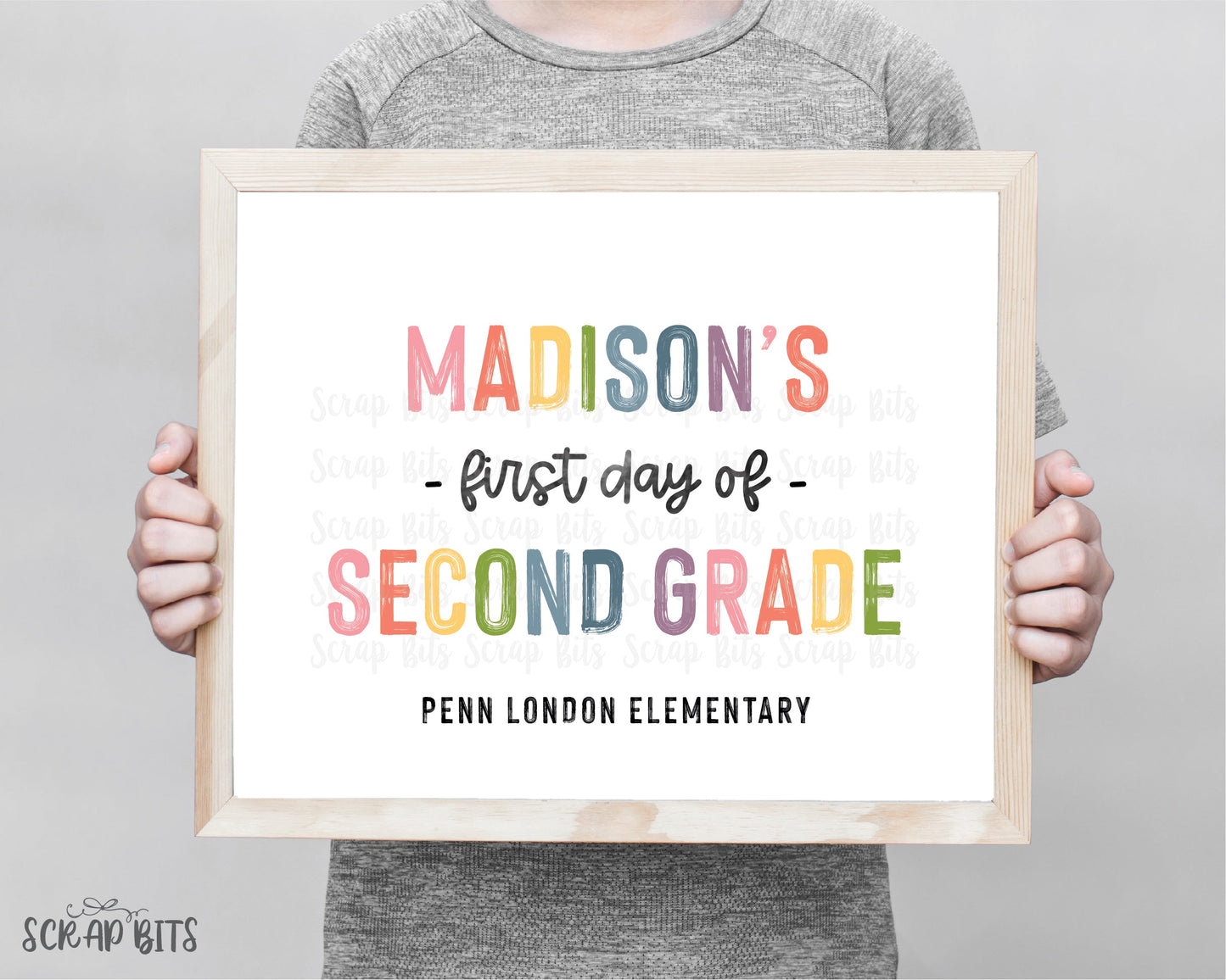 First Day of School Sign, Pastel Rainbow Cursive . Custom ANY GRADE Back To School Sign . 5 Digital Print Sizes - Scrap Bits