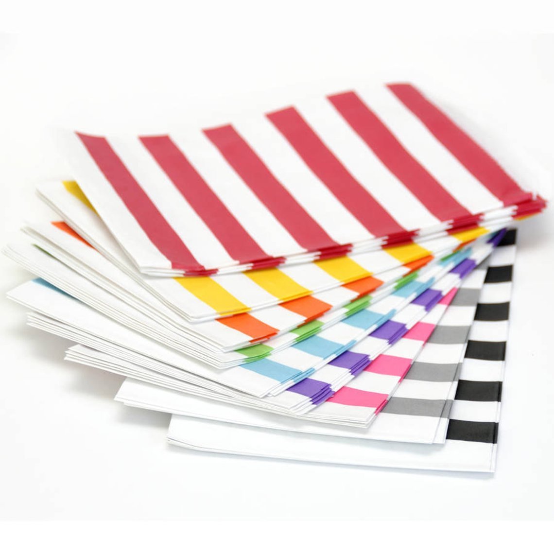 Flat Treat Bags, Horizontal Stripe Paper Gift Bags, Favor Bags (Medium) . 5x75 inches - Scrap Bits