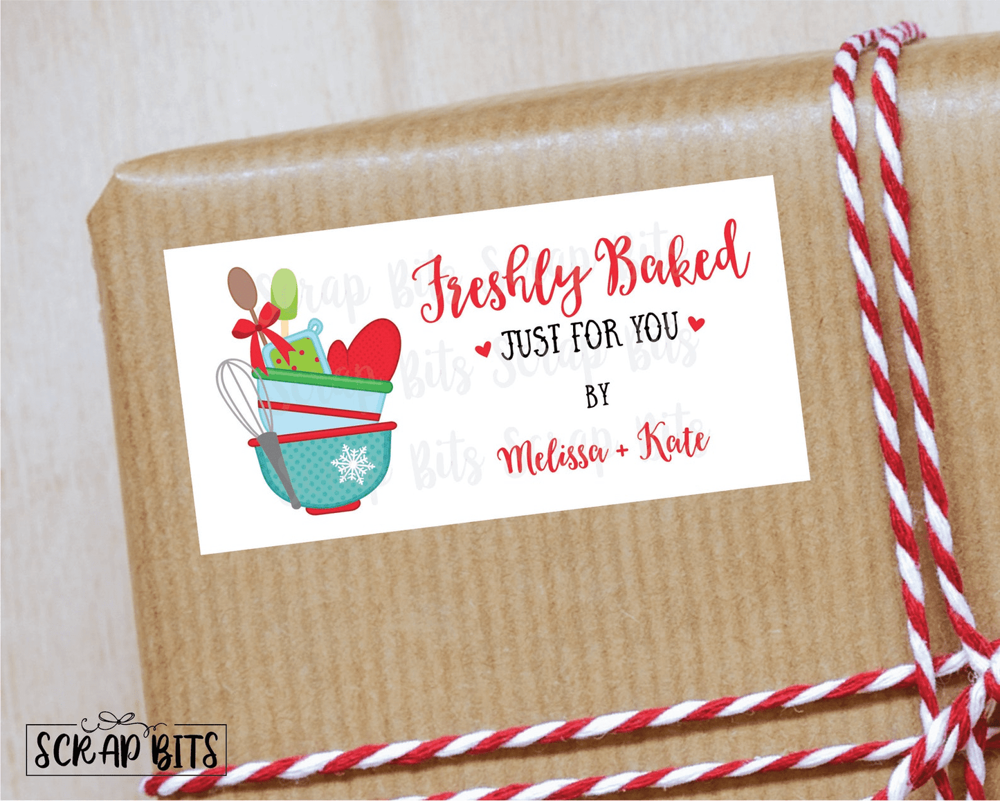 Freshly Baked Just For You, Baking Bowls Christmas Baking Labels . Rectangular Christmas Gift Labels - Scrap Bits