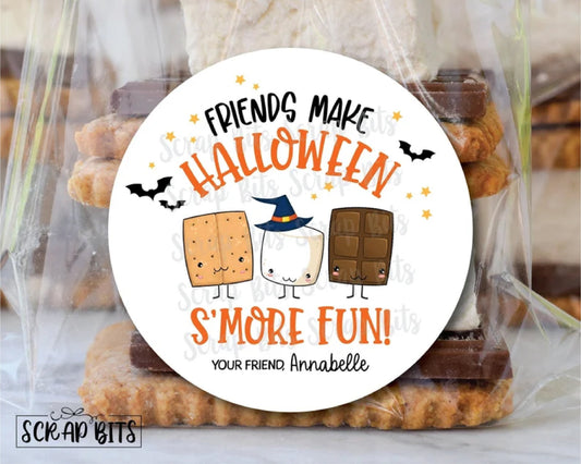 Friends Make Halloween Smore Fun, S'mores Halloween Stickers or Tags - Scrap Bits