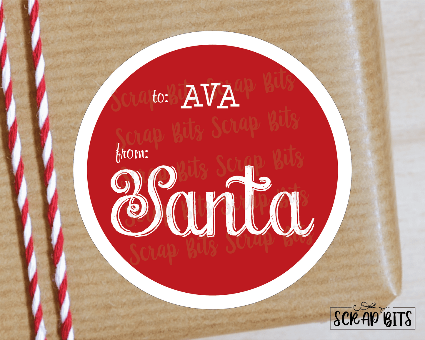 From Santa Chalkboard Lettering Stickers or Tags . Christmas Gift Labels - Scrap Bits