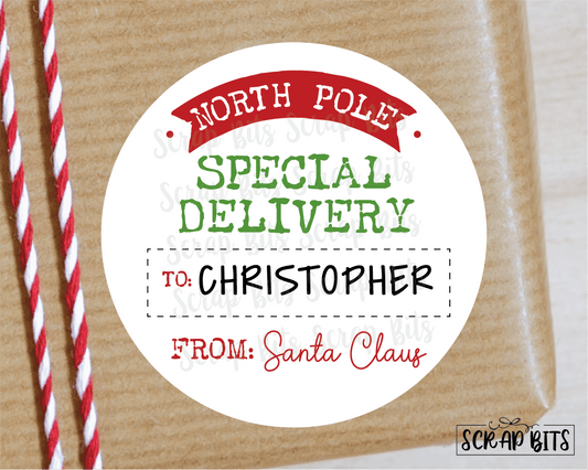 From Santa, Special Delivery Stickers or Tags . Christmas Gift Labels - Scrap Bits