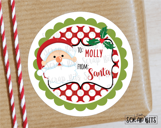 From Santa Stickers or Tags, Bold Dots . Christmas Gift Labels - Scrap Bits