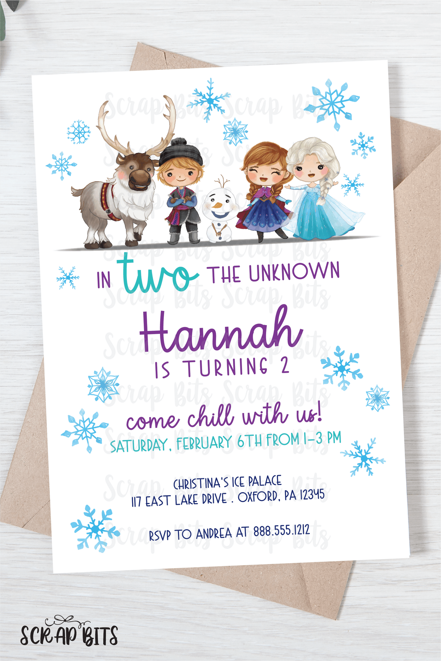 Frozen Birthday Invitation, In Two The Unknown Frozen Friends . Instant Download Editable Template - Scrap Bits