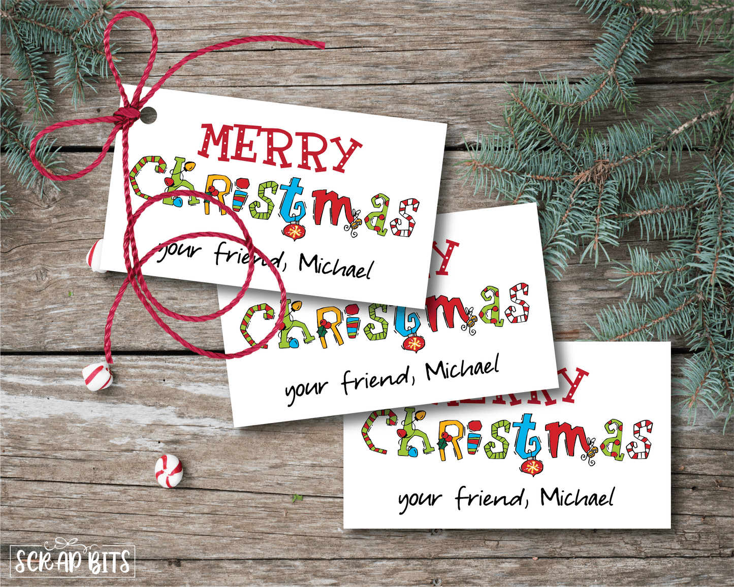 Fun Fonts Merry Christmas Tags . Personalized Christmas Gift Tags - Scrap Bits