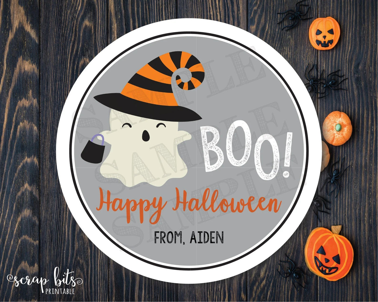 Ghost Stickers . Halloween Treat Bag Stickers or Tags - Scrap Bits